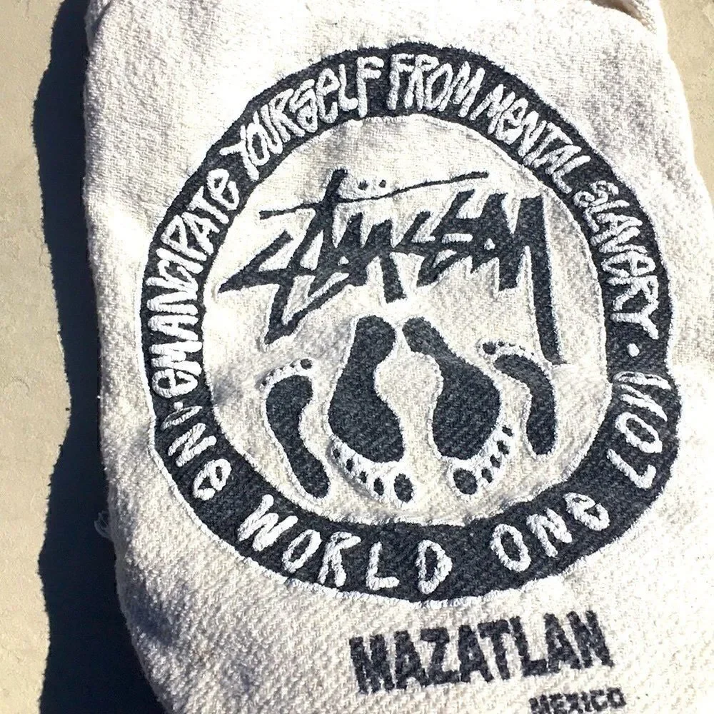 New Mazatlan cotton backpack bag ivory black print lightweight Mexican made bag